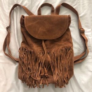 Suede fringe backpack